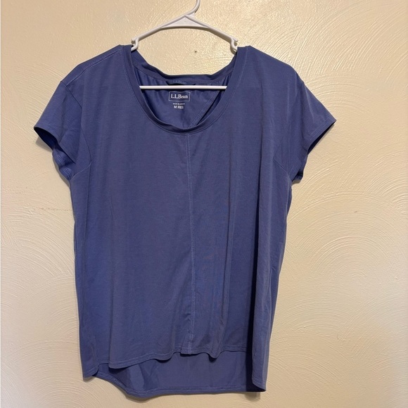 L.L. Bean Tops - L.L. Bean Blue Asymmetrical Short Sleeve T-Shirt